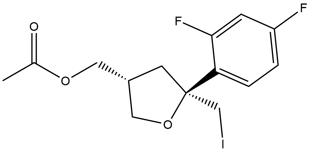 3-Furanmethanol, 5-(2,4-difluorophenyl)tetrahydro-5-(iodomethyl)-, acetate, (2R-cis)- (9CI) Structure