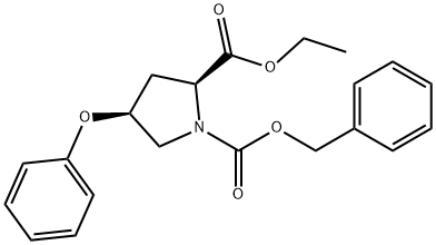 1,2-Pyrrolidinedicarboxylic acid, 4-phenoxy-, 2-ethyl 1-(phenylmethyl) ester, (2S,4S)- Structure