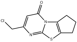 4H,6H-Cyclopenta[4,5]thiazolo[3,2-a]pyrimidin-4-one, 2-(chloromethyl)-7,8-dihydro- Structure