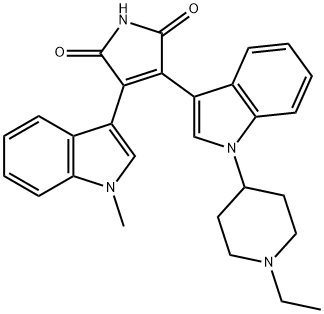 1H-Pyrrole-2,5-dione, 3-[1-(1-ethyl-4-piperidinyl)-1H-indol-3-yl]-4-(1-methyl-1H-indol-3-yl)- Struktur
