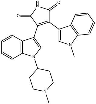 1H-Pyrrole-2,5-dione, 3-(1-methyl-1H-indol-3-yl)-4-[1-(1-methyl-4-piperidinyl)-1H-indol-3-yl]- Struktur