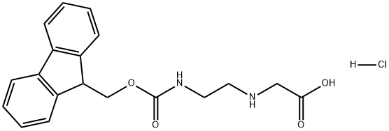 Glycine, N-[2-[[(9H-fluoren-9-ylmethoxy)carbonyl]amino]ethyl]-, hydrochloride (1:1) Structure