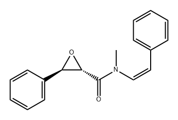 rel-N-メチル-N-(cis-スチリル)-3α*-フェニルオキシラン-2β*-カルボアミド 化学構造式