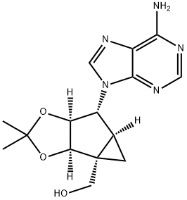 Cyclopropa[3,?4]?cyclopenta[1,?2-?d]?-?1,?3-?dioxole-?3b(3aH)?-?methanol, 5-?(6-?amino-?9H-?purin-?9-?yl)?tetrahydro-?2,?2-?dimethyl-?, (3aR,?3bR,?4aS,?5R,?5aS)?- Structure