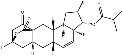 Propanoic acid, 2-methyl-, (2S,3S,3aS,5aS,6aS,8R,10aS,11aS,11bR)-1,2,3,3a,5a,6,6a,7,8,11,11a,11b-dodecahydro-2-methyl-10,12-dioxo-10H-8,10a-ethanocyclopenta[7,8]naphtho[2,3-c]pyran-3-yl ester Structure