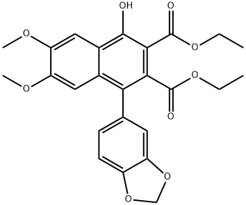 2,3-Naphthalenedicarboxylic acid, 1-(1,3-benzodioxol-5-yl)-4-hydroxy-6,7-dimethoxy-, 2,3-diethyl ester 化学構造式