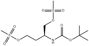 Carbamic acid, N-[(1S)-3-[(methylsulfonyl)oxy]-1-[[(methylsulfonyl)oxy]methyl]propyl]-, 1,1-dimethylethyl ester Struktur