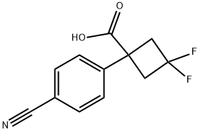 Cyclobutanecarboxylic acid, 1-(4-cyanophenyl)-3,3-difluoro- Structure