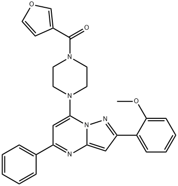 Methanone, 3-furanyl[4-[2-(2-methoxyphenyl)-5-phenylpyrazolo[1,5-a]pyrimidin-7-yl]-1-piperazinyl]- Struktur