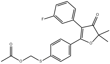3(2H)-Furanone, 5-[4-[[(acetyloxy)methyl]thio]phenyl]-4-(3-fluorophenyl)-2,2-dimethyl- Struktur