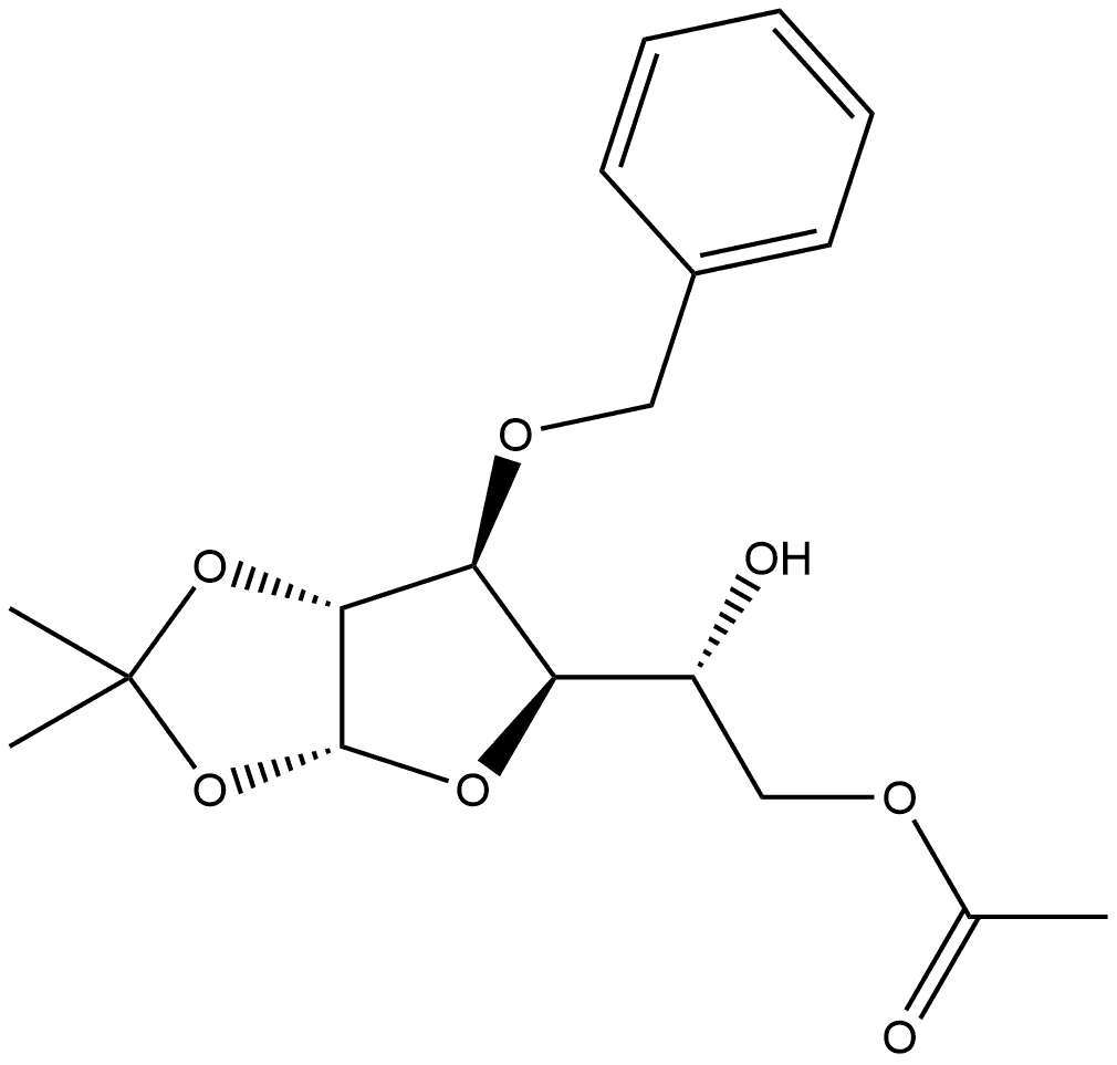 α-D-Glucofuranose, 1,2-O-(1-methylethylidene)-3-O-(phenylmethyl)-, 6-acetate 结构式