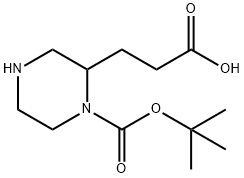 2-(2-Carboxy-ethyl)-piperazine-1-carboxylic acid tert-butyl ester 结构式
