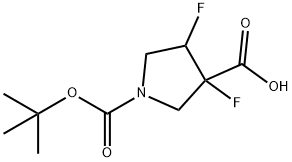 1-[(tert-butoxy)carbonyl]-3,4-difluoropyrrolidine-3- carboxylic acid Structure