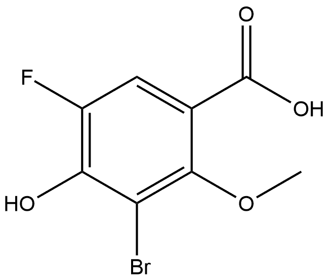 3-Bromo-5-fluoro-4-hydroxy-2-methoxybenzoic acid 结构式