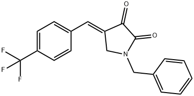 (E)-1-苄基-4-(4-(三氟甲基)亚苄基)吡咯烷-2,3-二酮 结构式