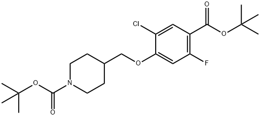 1-Piperidinecarboxylic acid, 4-[[2-chloro-4-[(1,1-dimethylethoxy)carbonyl]-5-fluorophenoxy]methyl]-, 1,1-dimethylethyl ester Structure