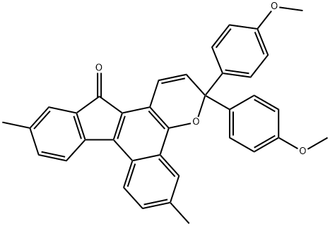 3,3-双(4-甲氧苯基)-6,11-二甲基苯并[H]茚[2,1-F]苯并哌喃-13(3H)-酮 结构式