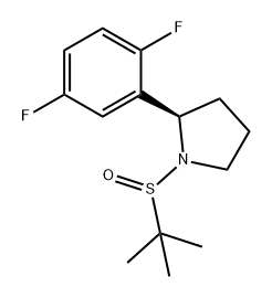 Pyrrolidine, 2-(2,5-difluorophenyl)-1-[(1,1-dimethylethyl)sulfinyl]-, (2R)- Structure