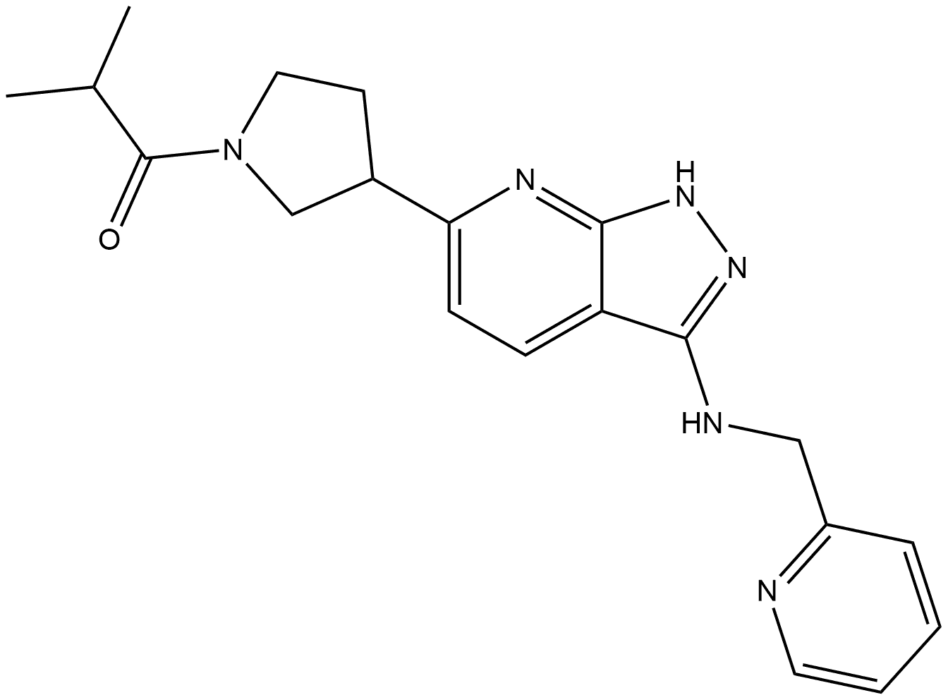 2-Methyl-1-[3-[3-[(2-pyridinylmethyl)amino]-1H-pyrazolo[3,4-b]pyridin-6-yl]-1-pyrrolidinyl]-1-propanone|