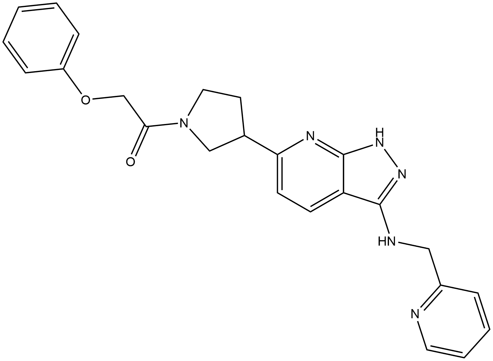 2-Phenoxy-1-[3-[3-[(2-pyridinylmethyl)amino]-1H-pyrazolo[3,4-b]pyridin-6-yl]-1-pyrrolidinyl]ethanone Structure