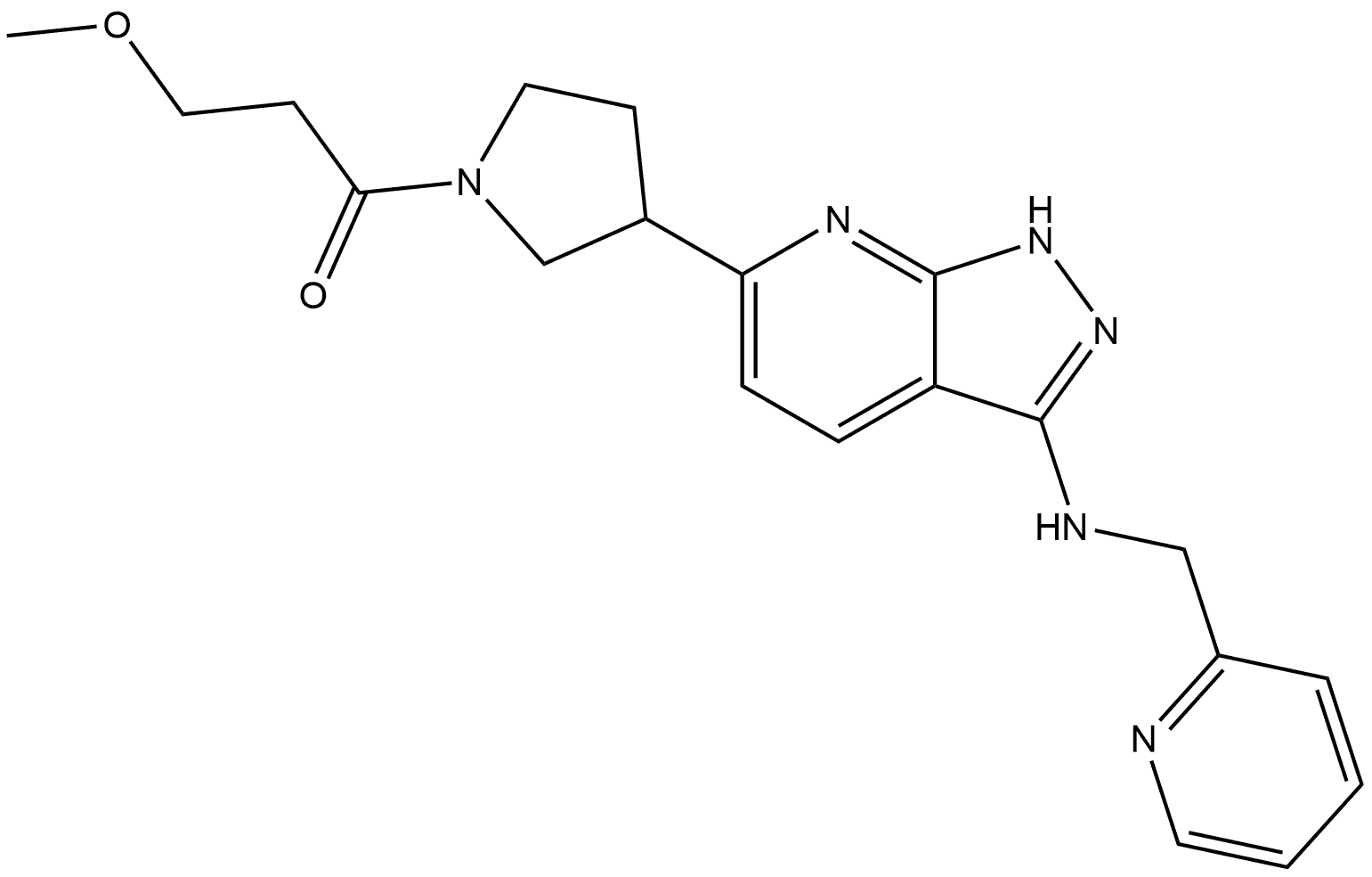 3-Methoxy-1-[3-[3-[(2-pyridinylmethyl)amino]-1H-pyrazolo[3,4-b]pyridin-6-yl]-1-pyrrolidinyl]-1-propanone Structure