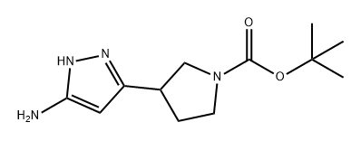 1-Pyrrolidinecarboxylic acid, 3-(5-amino-1H-pyrazol-3-yl)-, 1,1-dimethylethyl ester 结构式