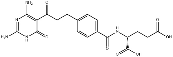 D-Glutamic acid, N-[4-[3-(2,4-diamino-1,6-dihydro-6-oxo-5-pyrimidinyl)-3-oxopropyl]benzoyl]- Struktur