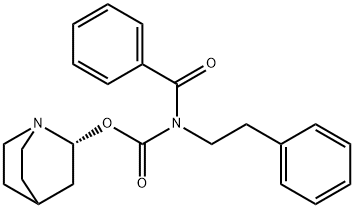 Carbamic acid, N-benzoyl-N-(2-phenylethyl)-, (2R)-1-azabicyclo[2.2.2]oct-2-yl ester Struktur