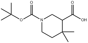 1-[(tert-butoxy)carbonyl]-4,4-dimethylpiperidine-3-carboxylic acid Struktur