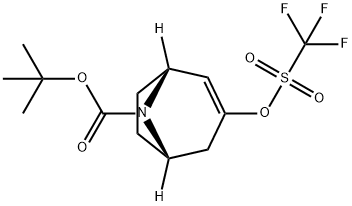 8-Azabicyclo[3.2.1]oct-2-ene-8-carboxylic acid, 3-[[(trifluoromethyl)sulfonyl]oxy]-, 1,1-dimethylethyl ester, (1R,5S)- 结构式