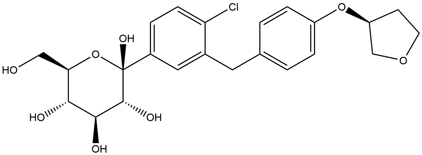 β-D-Glucopyranose, 1-C-[4-chloro-3-[[4-[[(3S)-tetrahydro-3-furanyl]oxy]phenyl]methyl]phenyl]- Structure
