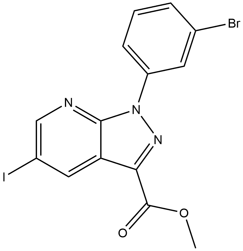 Methyl 1-(3-bromophenyl)-5-iodo-1H-pyrazolo[3,4-b]pyridine-3-carboxylate Struktur
