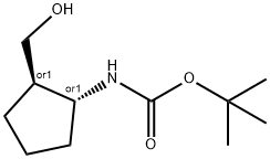Carbamic acid, [(1R,2R)-2-(hydroxymethyl)cyclopentyl]-, 1,1-dimethylethyl ester, rel- (9CI) Structure