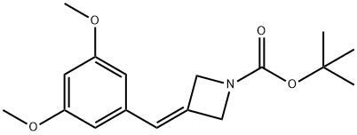 1-Azetidinecarboxylic acid, 3-[(3,5-dimethoxyphenyl)methylene]-, 1,1-dimethylethyl ester Struktur