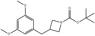 1-Azetidinecarboxylic acid, 3-[(3,5-dimethoxyphenyl)methyl]-, 1,1-dimethylethyl ester Struktur