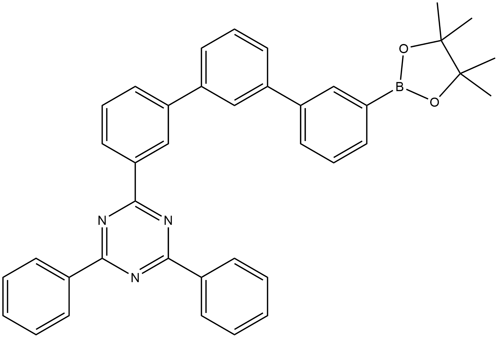 2,4-Diphenyl-6-[3′′-(4,4,5,5-tetramethyl-1,3,2-dioxaborolan-2-yl)[1,1′:3′,1′′-terphenyl]-3-yl]-1,3,5-triazine Struktur
