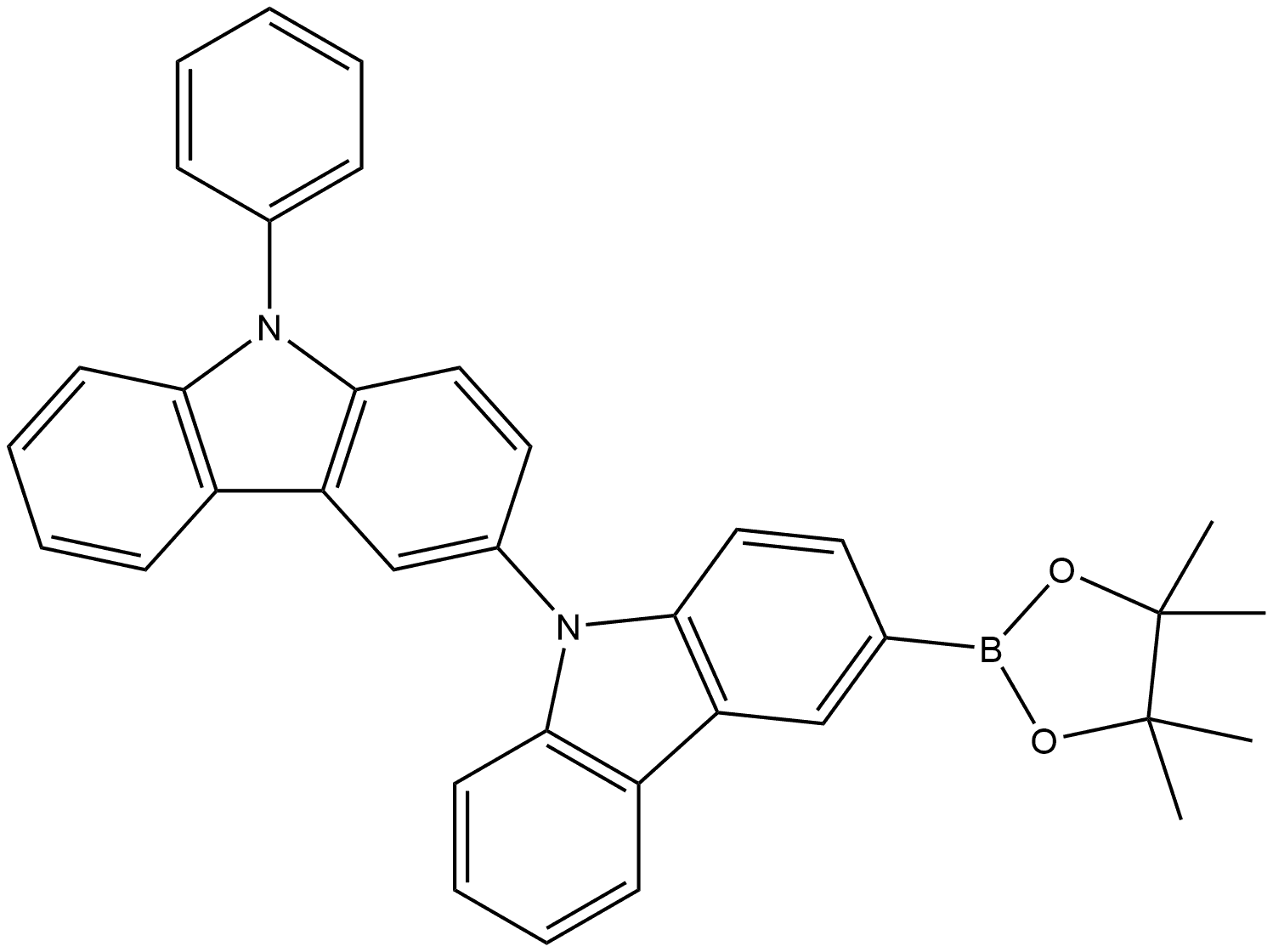 9-Phenyl-3′-(4,4,5,5-tetramethyl-1,3,2-dioxaborolan-2-yl)-3,9′-bi-9H-carbazole,1802588-79-9,结构式