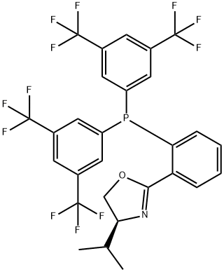 S)-2-(2-(双(3,5-双(三氟甲基)苯基)膦基)苯基)-4-异丙基-4,5-二氢恶唑 结构式