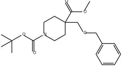 1,4-Piperidinedicarboxylic acid, 4-[(phenylmethoxy)methyl]-, 1-(1,1-dimethylethyl) 4-methyl ester Structure