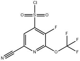 6-Cyano-3-fluoro-2-(trifluoromethoxy)pyridine-4-sulfonyl chloride 结构式