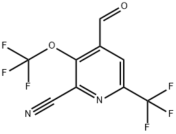 2-Cyano-3-(trifluoromethoxy)-6-(trifluoromethyl)pyridine-4-carboxaldehyde 结构式
