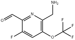 2-(Aminomethyl)-5-fluoro-3-(trifluoromethoxy)pyridine-6-carboxaldehyde,1803684-10-7,结构式