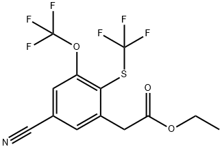 Ethyl 5-cyano-3-trifluoromethoxy-2-(trifluoromethylthio)phenylacetate Struktur