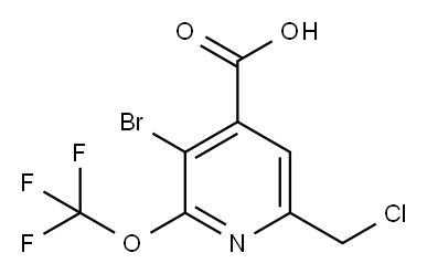 3-Bromo-6-(chloromethyl)-2-(trifluoromethoxy)pyridine-4-carboxylic acid 结构式