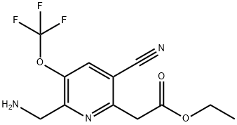 Ethyl 2-(aminomethyl)-5-cyano-3-(trifluoromethoxy)pyridine-6-acetate Structure