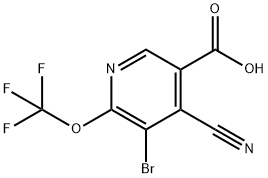 3-Bromo-4-cyano-2-(trifluoromethoxy)pyridine-5-carboxylic acid,1803972-58-8,结构式
