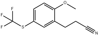 3-(2-Methoxy-5-(trifluoromethylthio)phenyl)propanenitrile Structure
