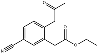Ethyl 5-cyano-2-(2-oxopropyl)phenylacetate 结构式