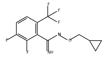 BENZENECARBOXIMIDAMIDE, N-(CYCLOPROPYLMETHOXY)-2,3-DIFLUORO-6-(TRIFLUOROMETHYL)-, 180410-63-3, 结构式