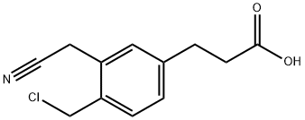 5-(2-Carboxyethyl)-2-(chloromethyl)phenylacetonitrile 结构式